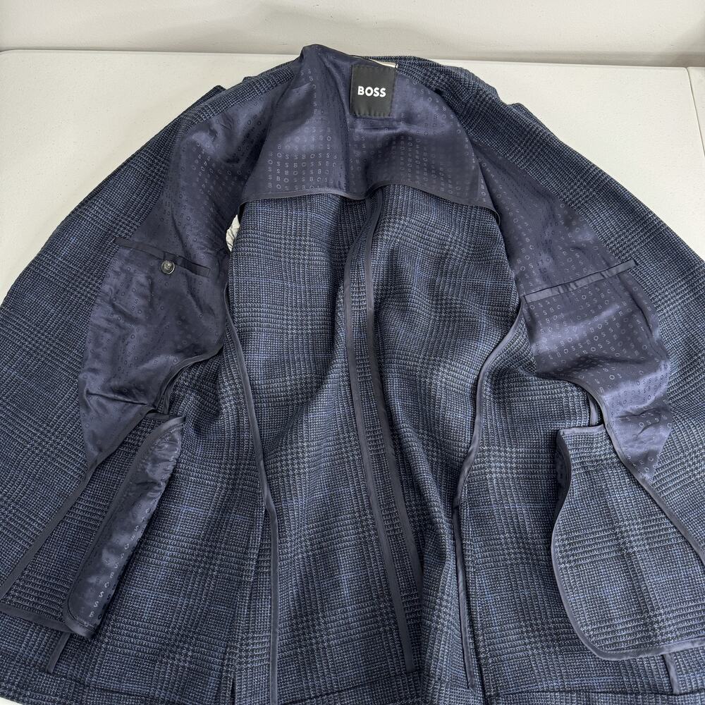 BOSS Blazer Mens 36R Blue Plaid Wool Blend Hutson Slim Fit Sport Coat Jacket - Picture 11 of 15